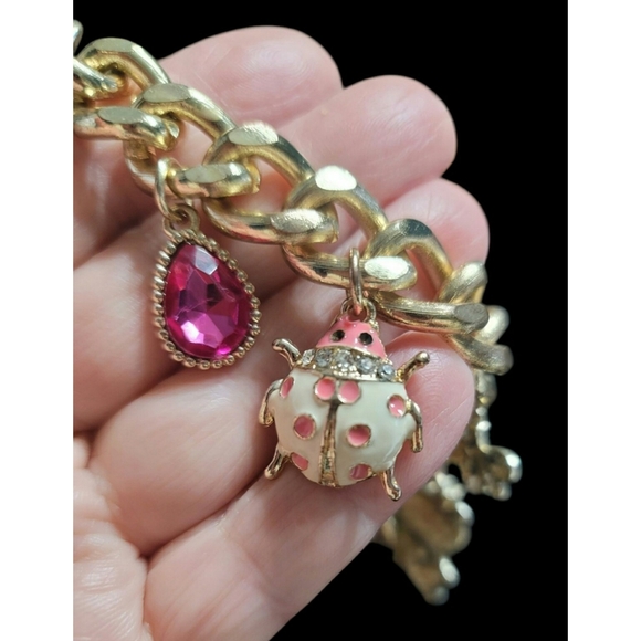 Gold Toned Charm Bracelet with Colorful Accents - Picture 1 of 10